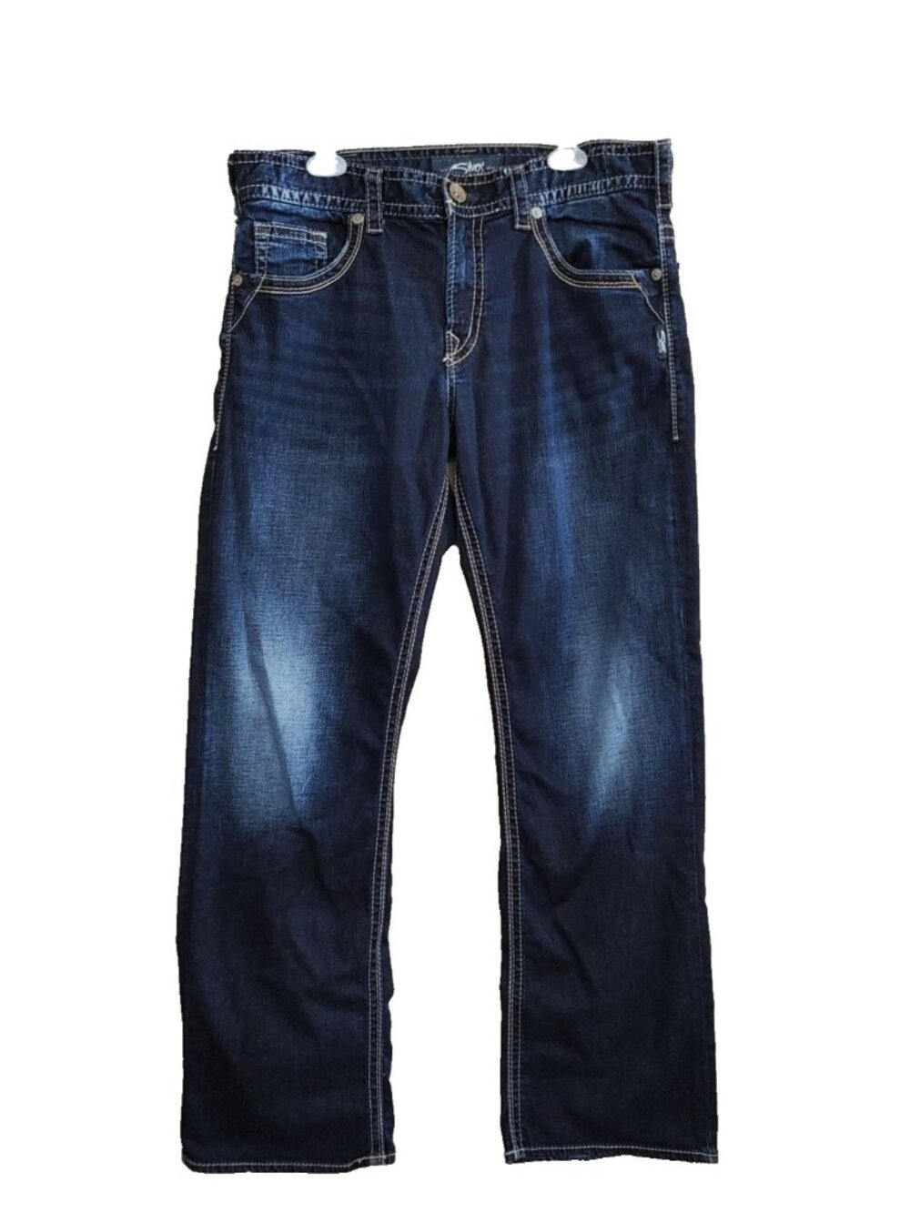 Silver Jeans Gordie Mens Size 34x34 Blue Dark Wash Straight Denim Stretch
